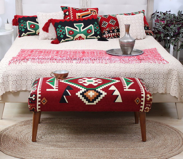 Atelier Del Sofa Puf Rojo Multicolor